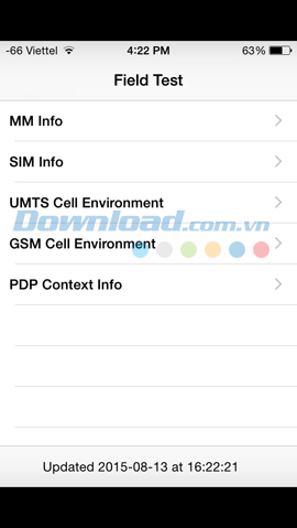 Giao diện của Field test