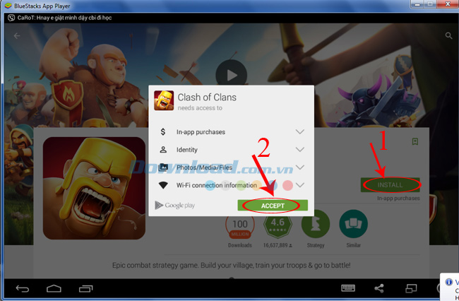 Click chọn vào Accept