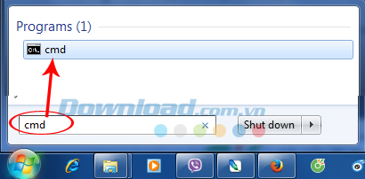 Mở cmd từ start Mở cmd từ start