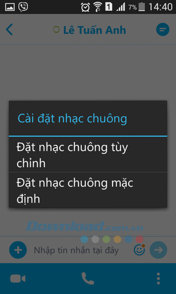 Cài đặt nhạc chuông trên Skype cho Android