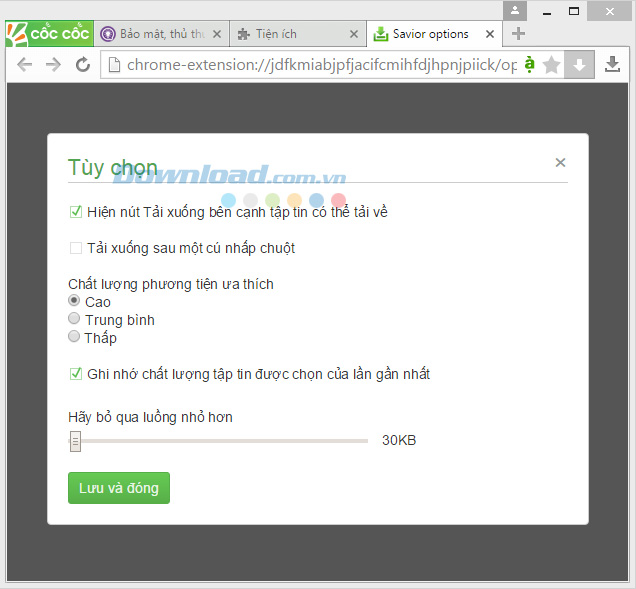 Các tùy chọn của Savior Các tùy chọn của Savior