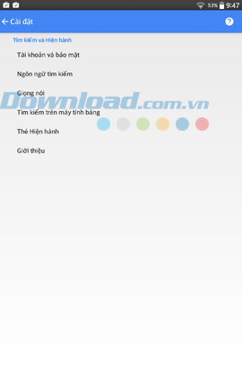 Giao diện cài đặt bên ngoài