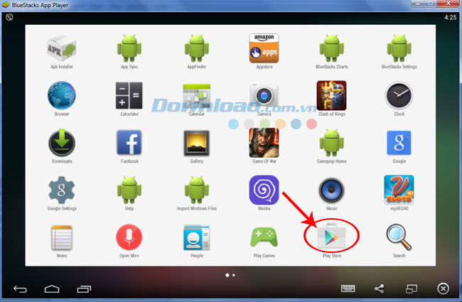chọn vào biểu tượng Play Store