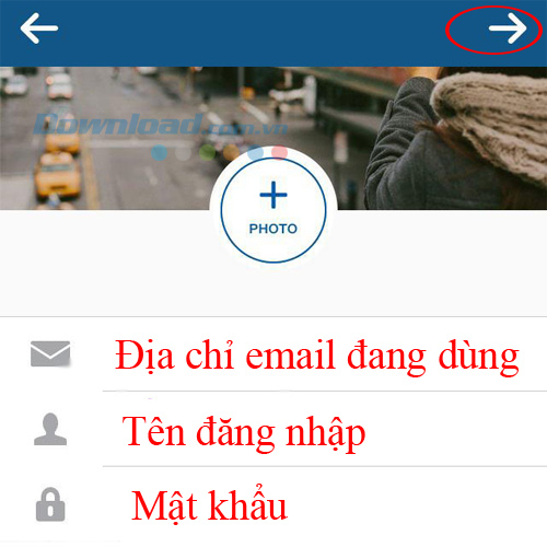 Điền thông tin đăng ký tài khoản Instagram
