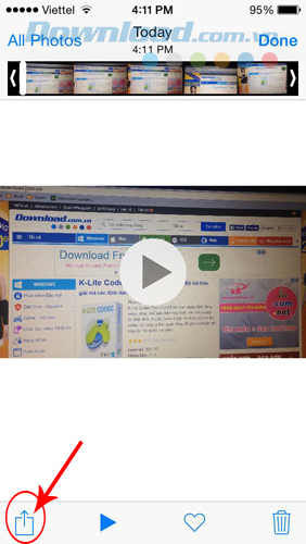 Nhấp vào biểu tượng chia sẻ