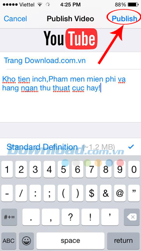 Nhập tên video và nội dung