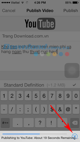 Đợi một chút để quá trình đăng tải clip thành công
