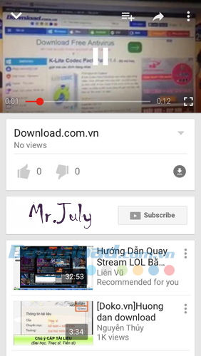 Xem lại clip đã up lên Youtube