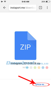 Mở file vừa tải xong