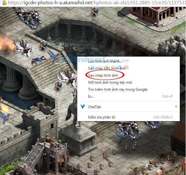 Chọn sao chép hoặc lưu ảnh