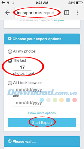 Chọn thời gian, ảnh để tải về