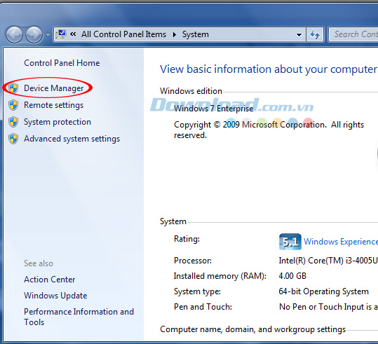 Chọn Device Manager