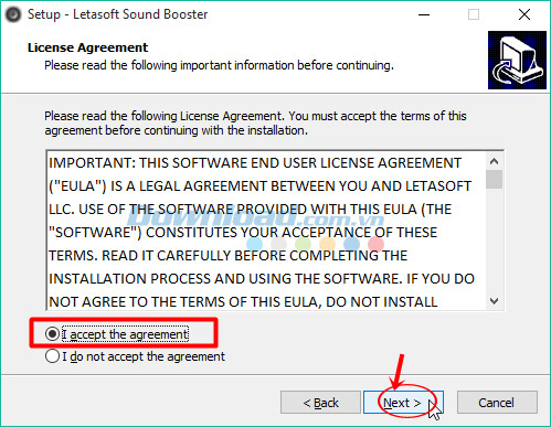 tick vào accept rồi chọn next