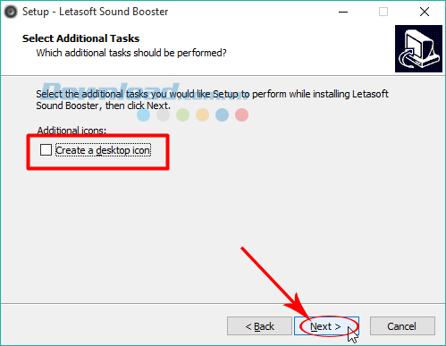 Chọn tạo icon trên màn hình desktop hoặc không