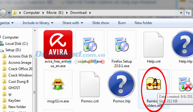 Chạy file Rainbow Folders Chạy file Rainbow Folders