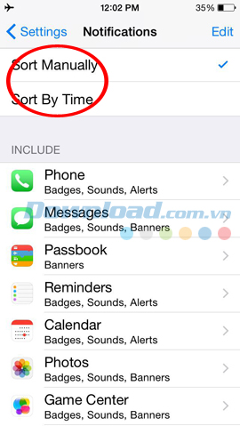 Chỉnh sửa thông tin thông báo