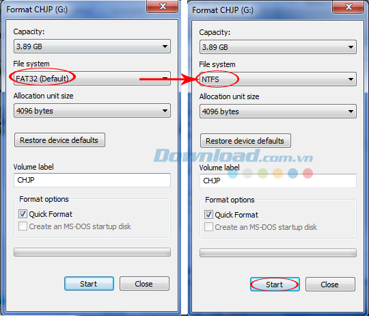 Chuyển từ FAT32 sang NTFS