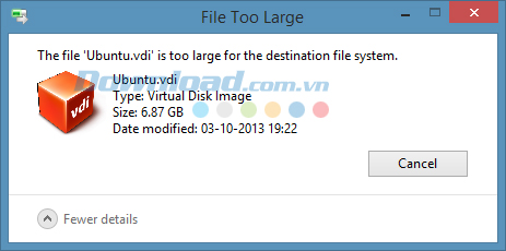 Ảnh thông báo lỗi file quá lớn