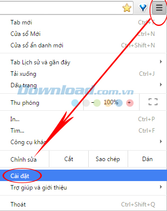 Vào biểu tượng Tùy chọn