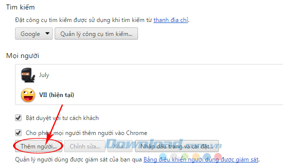 Nhấp vào Thêm người