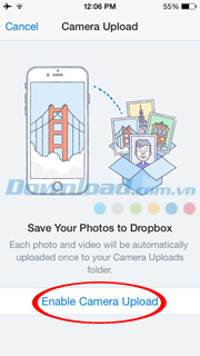 Nhấp vào Enable Camera Upload