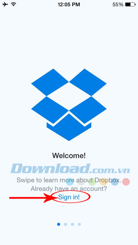 Giao diện Dropbox trên iOS