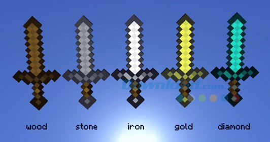 Các loại vũ khí có thể phù phép trong game Minecraft