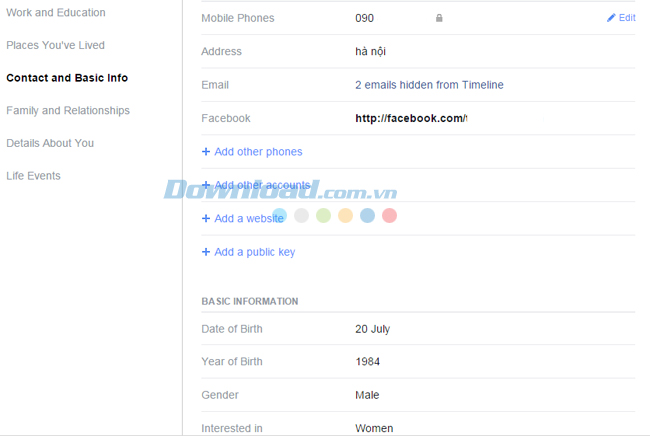 Chỉnh sửa thông tin