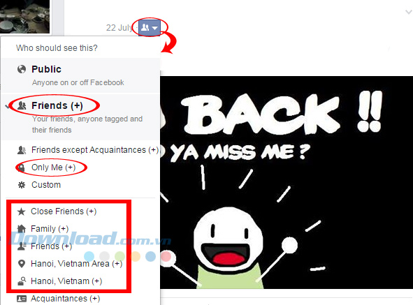 Chế độ hiển thị bài đăng