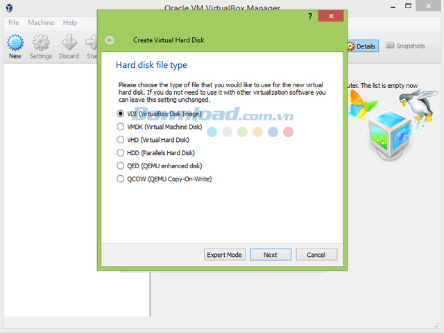 Chọn loại file ổ cứng Chọn loại file ổ cứng