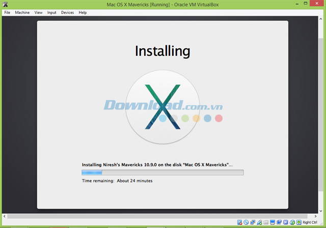 VirtualBox đang cài đặt Mac OS X Mavericks VirtualBox đang cài đặt Mac OS X Mavericks