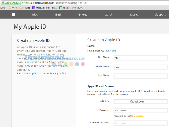 Điền thông tin cá nhân