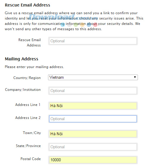 Chọn Quốc gia và mã vùng