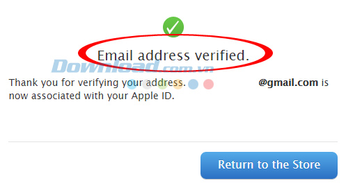Thông báo email đăng ký itunes đã được xác nhận