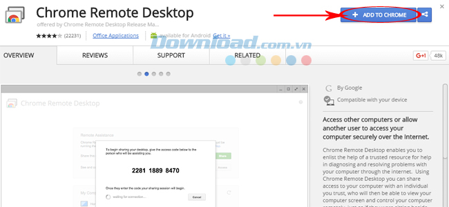 Thêm tiện ích chrome remote desktop vào trình duyệt Thêm tiện ích chrome remote desktop vào trình duyệt