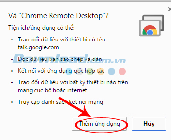 Xác nhận thêm úng dụng mới Xác nhận thêm úng dụng mới