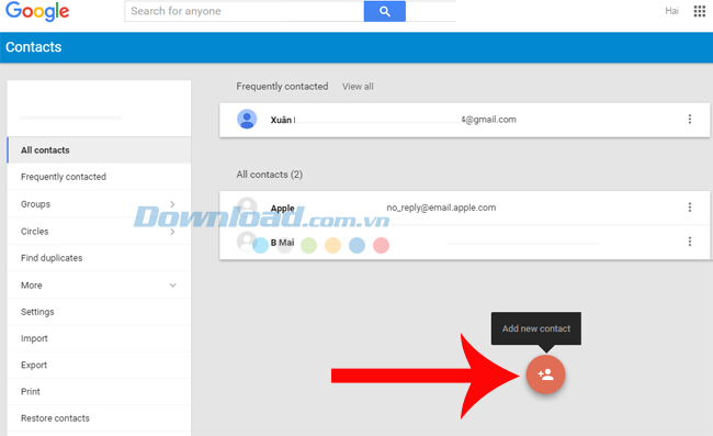 Nhấp vào biểu tượng