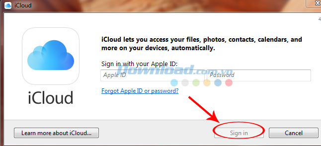 Nhập tài khoản Apple ID để đăng nhập iCLoud Nhập tài khoản Apple ID để đăng nhập iCLoud