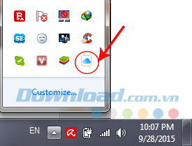 Biểu tượng iCloud trên khay hệ thống