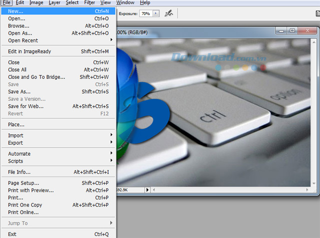 Phím tắt hệ thống trong Photoshop