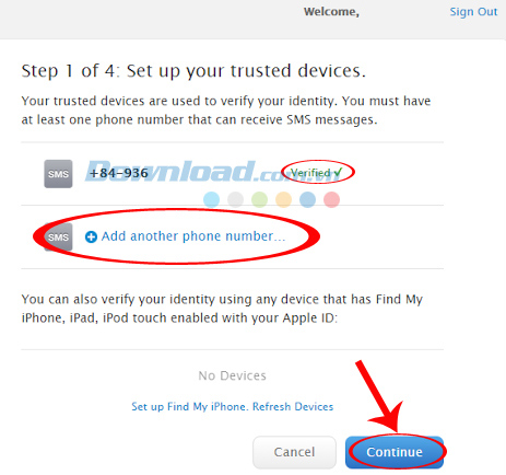 thêm số khác hoặc tiếp tục