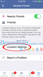 Locations settings
