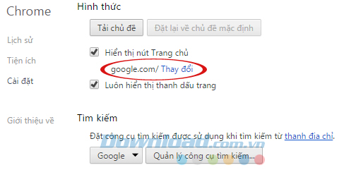 Nút home trên Chrome Nút home trên Chrome