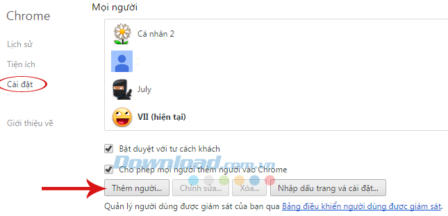 Thêm người vào Chrome Thêm người vào Chrome