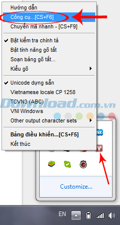 chuột phải vào Unikey chuột phải vào Unikey