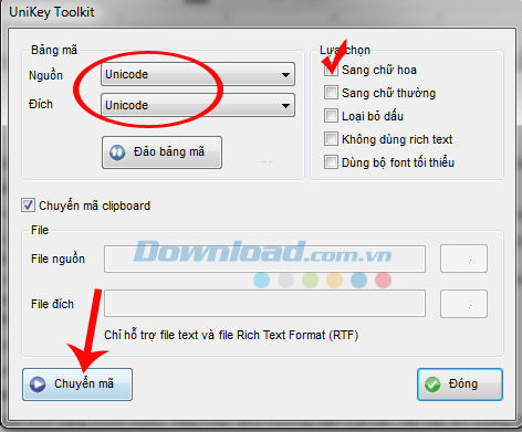 Chọn loại font cần chuyển Chọn loại font cần chuyển