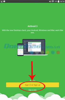 Chọn sign in vào Airdroid