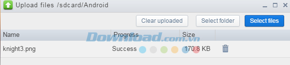 file được chuyển từ máy tính vào thiết bị