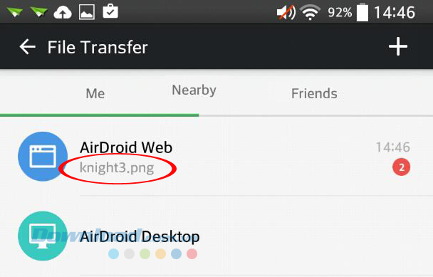 File được đồng bộ vào thiết bị