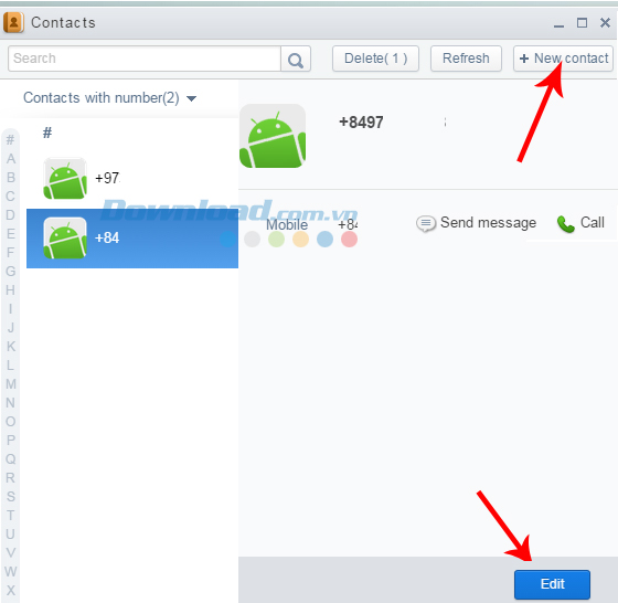 danh bạ của thiết bị android 